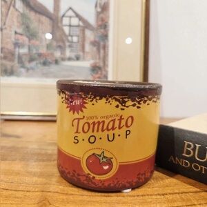Reclaimed Vintage Tomato Soup Can with Red and Yellow Design